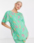 ASOS DESIGN Maternity dino & lobster oversized tee & legging pyjama set in green