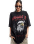 ASOS DESIGN oversized t-shirt with highway rock graphic and nibbling in washed charcoal