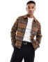 ASOS DESIGN wool look harrington jacket in brown check