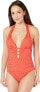 Фото #1 товара LAUREN RALPH LAUREN Women's 236105 Cocktail Halter One-Piece Red Swimsuit Size 4