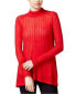 Lucky Brand Women's Hi Lo Sheer Turtleneck Sweater Red XL