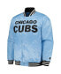 ფოტო #2 პროდუქტის Men's Light Blue Chicago Cubs Cross Bronx Fashion Satin Full-Snap Varsity Jacket