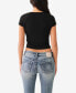 ფოტო #4 პროდუქტის Women's Short Sleeve Hook and Eye Rib Baby Tee