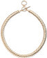 ფოტო #1 პროდუქტის Gold-Tone Ribbed Collar Necklace, 16" + 3" extender