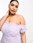 Фото #6 товара ASOS DESIGN Curve lace bardot cut out maxi dress with frill hem in lilac