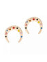 ფოტო #1 პროდუქტის Crescent Moon Stud Earrings with Rainbow Cubic Zirconia Stones