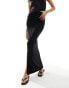 Фото #2 товара Selected Femme co-ord jersey maxi skirt with ruched waist and split in black