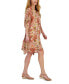 Фото #3 товара Women's Short Sleeve Printed Embellished Caftan Dress, Created for Macy's