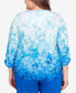 Plus Size Tradewinds Ombre Leaves Buttoned Split Neck Top