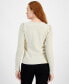 Фото #2 товара Women's Textured-Sleeve Metallic-Knit Sweater