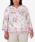 ფოტო #1 პროდუქტის Plus Size Garden Party Paisley Floral Border Top