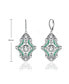 Фото #1 товара White Gold Plated with Emerald & Cubic Zirconia Art Deco Lever Back Earrings in Sterling Silver