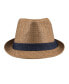 Фото #5 товара Men's Denim Band Straw Fedora Hat