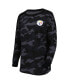 ფოტო #9 პროდუქტის Women's Black Pittsburgh Steelers Camo Long Sleeve T-shirt