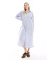 Wednesday's Girl striped button through shirt dress in blue Серый, 2XS - фото #1