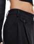 ASOS DESIGN Tall tab detail straight leg tailored trouser in black