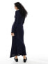 Фото #7 товара ASOS DESIGN knitted maxi skirt with frill and seam detail co-ord in navy