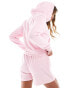 Kaiia towelling zip up hoodie co-ord in light pink