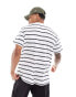 Brave Soul oversized high neck stripe t-shirt in white & navy