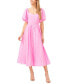 ფოტო #1 პროდუქტის Women's Puff Sleeve Button Front Midi Dress