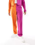 Фото #4 товара ASOS DESIGN smart co-ord colour block barrel leg trouser in orange and pink