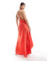 ASOS DESIGN satin high neck open back maxi dress in red Красный, 36 - фото #3