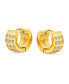 ფოტო #2 პროდუქტის Unisex Channel Set 3 Row Cubic Zirconia CZ K-pop Wide Mini Hoop Huggie Earrings For Men Women Silver Black, Rose Yellow Gold Plated Steel Stainless