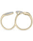 ფოტო #4 პროდუქტის Diamond Pavé Leaf Open Cuff Double Ring (1/2 ct. t.w.) in 10k White or Yellow Gold, Created for Macy's