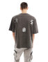 Фото #6 товара COLLUSION Skater fit t-shirt with embroidered logo in washed charcoal