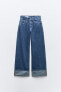 Trf high-waist turn-up jeans