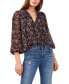 ფოტო #4 პროდუქტის Women's Long Sleeve Ruched Yoke Tie Neck Blouse