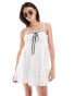 Miss Selfridge embroidered chiffon bow detail mini slip dress in ivory