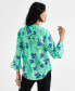 Фото #1 товара Women's Printed Pintuck Ruffle Sleeve Top, Created for Macy's