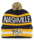 ფოტო #1 პროდუქტის Men's Navy Nashville Predators Bering Cuffed Knit Hat with Pom