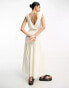 Фото #2 товара ASOS DESIGN drape midi dress with asymetric waist band in cream