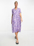 Фото #7 товара Monki midi shirt dress in lilac floral