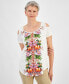 Фото #1 товара Women's Printed Cold-Shoulder Short-Sleeve Top, Created for Macy's