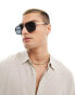 ASOS DESIGN aviator sunglasses with smoke lens and gold detail frame in black