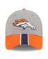 Фото #2 товара Men's Heather Gray, Orange Denver Broncos Striped 39THIRTY Flex Hat