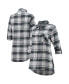 ფოტო #1 პროდუქტის Women's Charcoal, Gray Carolina Panthers Accolade Flannel Long Sleeve Button-Up Nightshirt