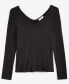 Women's Long-Sleeve Double V-Neck Tee, Created for Macy's