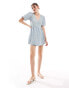 Wednesday's Girl ditsy puff sleeve wrap mini dress in blue