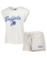 ფოტო #1 პროდუქტის Women's White, Cream Buffalo Bills Montana Knit T-shirt and Shorts Sleep Set