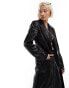 Фото #2 товара Weekday Nancy faux leather trench coat in black