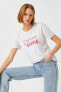 Фото #1 товара 2yak13087ek Yuvarlak Yaka Kısa Kollu Normal Kalıp Koyu Beyaz Kadın T-shirt