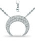 Cubic Zirconia Crescent Moon Pendant Necklace in Sterling Silver, 16" + 2" extender, Created for Macy's