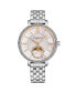 ფოტო #3 პროდუქტის Women's Quartz Silver Alloy Case, Silver SS Link Bracelet Watch Moonphase Crystal Studded Bezel White Mother-of-Pearl Dial