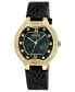 ფოტო #1 პროდუქტის Women's Lugano Swiss Quartz Black Leather Watch 35mm