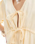 ASOS DESIGN puff sleeve with tie up bodice mini dress in buttermilk Buttermilch, 36 - фото #4