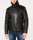 Фото #3 товара Men's Asymmetrical Faux Leather Moto Jacket, Created for Macy's